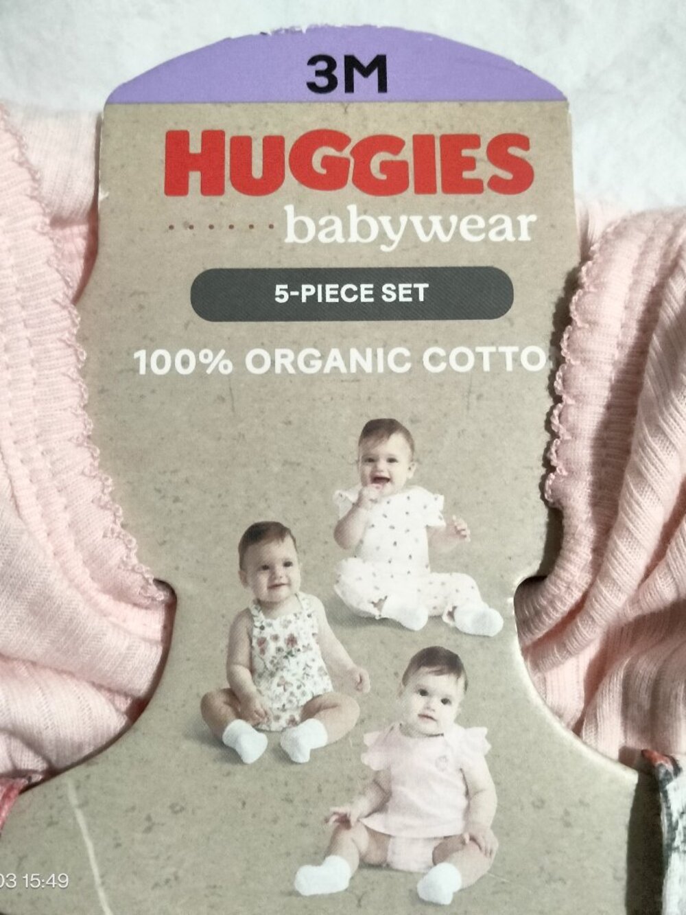 Huggies Babywear Pink 5-Piece Set 100% Organic Cotton Size 3 Months New